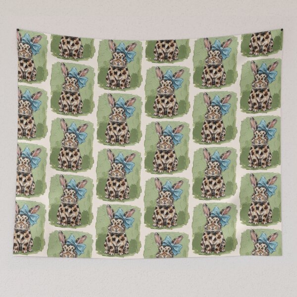 Item preview, Happy Easter Bunny, Oil Paint Leopard & Bow Coquette Bunny Design, Trendy Bow Bunny, Spring Gift, Mother's Day, cute easter bunny. designed and sold by MakitoDesign.