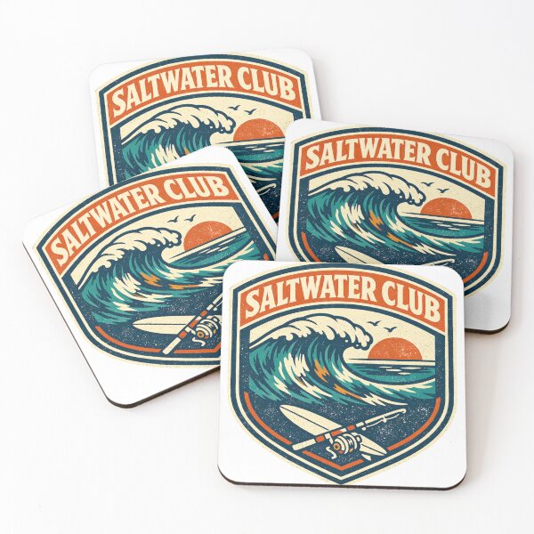 Item preview, Saltwater Club Surf & Fishing Sticker – Vintage Gulf Coast Wave Decal designed and sold by Fierce Wave Supply Co..