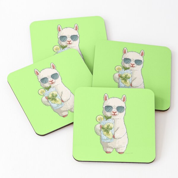 Item preview, Cool Alpaca in White Sunglasses with Mojito – Fresh Summer Drink Vibes designed and sold by Beachy Beasts.