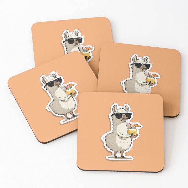 Item preview, Side-View Llama in Sunglasses with Tropical Cocktail – Beach Bar Vibes designed and sold by Beachy Beasts.