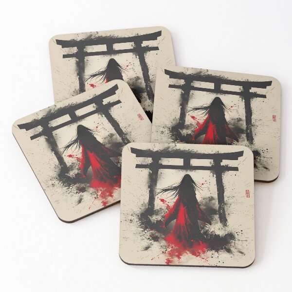 Item preview, Scarlet Wraith at the Ink Gate – Anime Bloodbrush Silhouette designed and sold by NeonHorizon Studio.