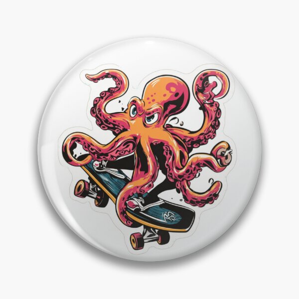 Item preview, Sticker ''Skateboarding Octopus'' designed and sold by GlossyGang.