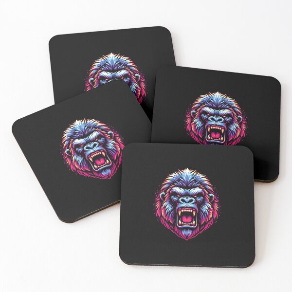 Item preview, Vibrant and detailed illustration of a roaring gorilla head, showcasing its fierce expression and colorful mane. designed and sold by beast-net.