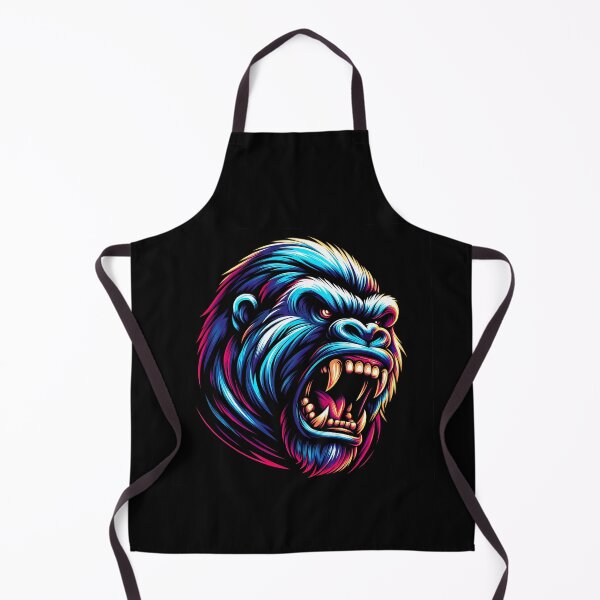 Item preview, A fierce, colorful graphic of a roaring gorilla's head, showcasing vibrant blues and purples. designed and sold by beast-net.