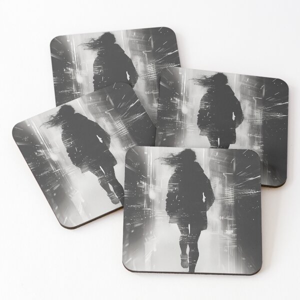 Item preview, Ghostline Runner – Monochrome Cyber Noir Silhouette designed and sold by NeonHorizon Studio.