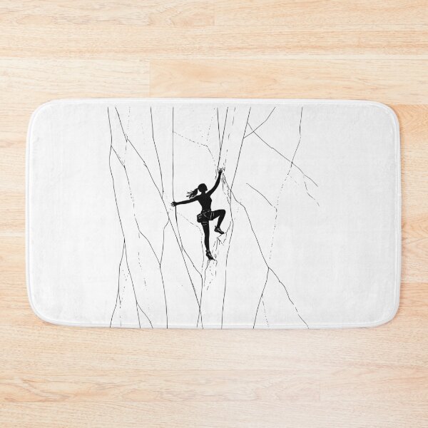 Item preview, Athletic woman climbing an artistic rock face designed and sold by Bouldershop.