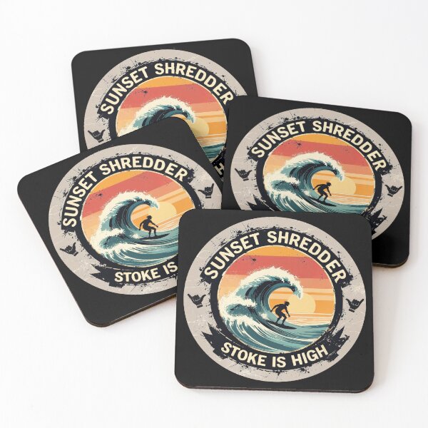 Item preview, “Sunset Shredder – Stoke Is High” Vintage Surf Sticker designed and sold by Fierce Wave Supply Co..