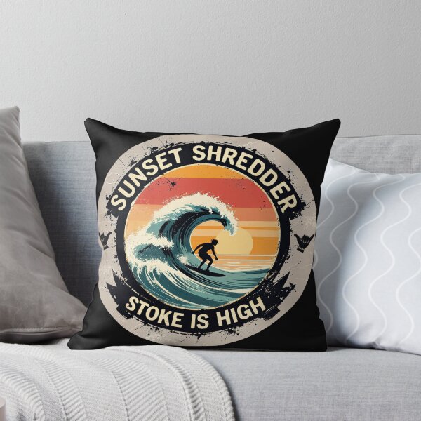 Item preview, “Sunset Shredder – Stoke Is High” Vintage Surf Sticker designed and sold by Fierce Wave Supply Co..