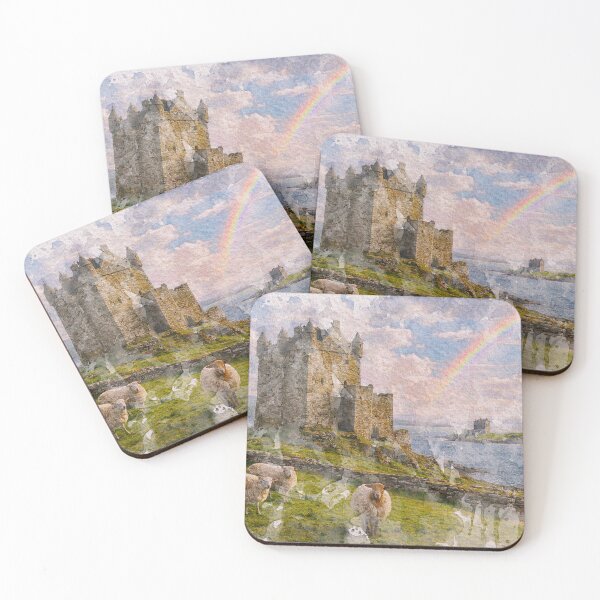 Item preview, Ireland Irish Castle Sheep Rainbow Watercolor Painting designed and sold by ArtNatureStore.