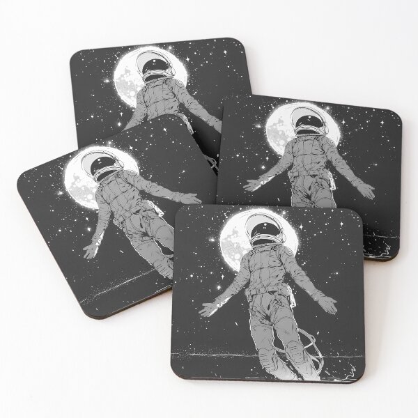 Item preview, Moonlit Drift – Monochrome Astronaut Floating Line Art designed and sold by NeonHorizon Studio.