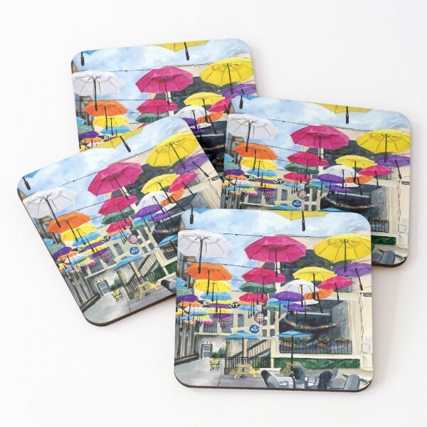 Item preview, Umbrella Alley Huntsville Alabama | Downtown Ink and Wash Cityscape designed and sold by lexieaustinart.