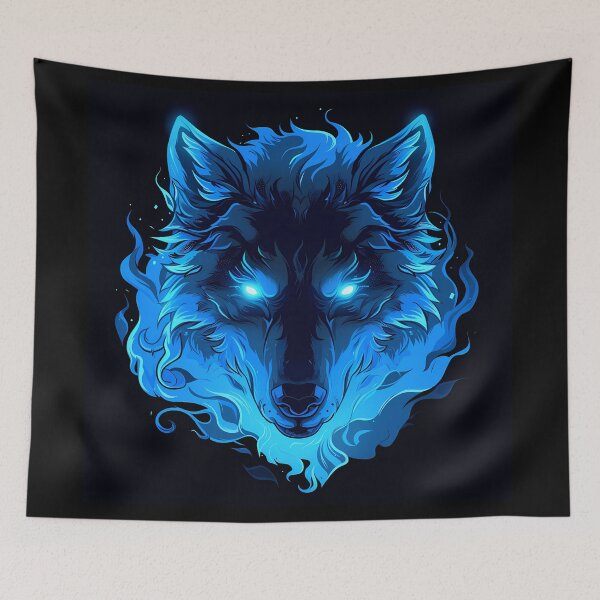 Item preview, Blueflame Wolf Emblem – Neon Aura Anime Beast designed and sold by NeonHorizon Studio.