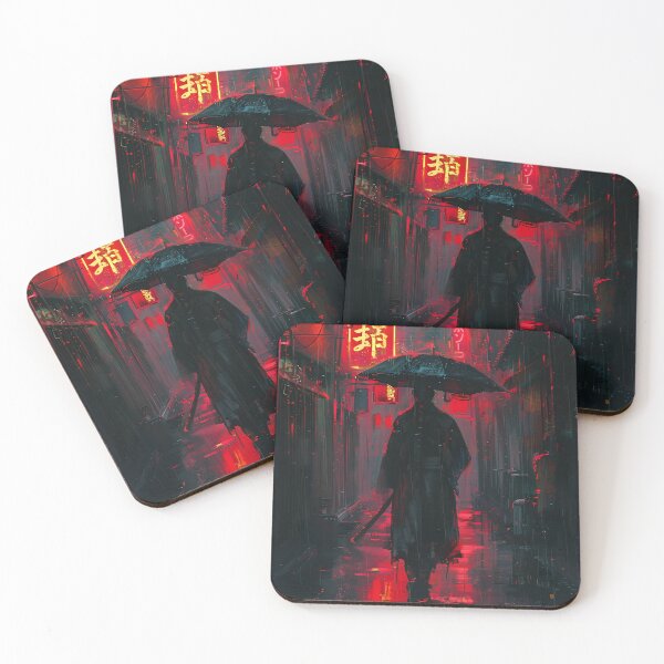 Item preview, Crimson Neon Umbrella Ronin – Cyber Noir Alley Walk designed and sold by NeonHorizon Studio.