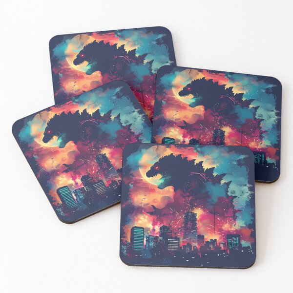 Item preview, Neon Kaiju Skyline – Vapor Burst City Monster Silhouette designed and sold by NeonHorizon Studio.