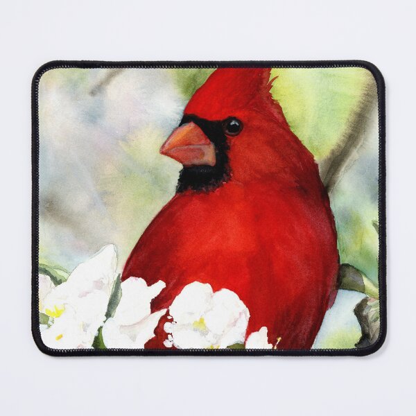 Item preview, Red Cardinal Memorial Watercolor | Cardinal with White Flowers Sympathy Art designed and sold by lexieaustinart.