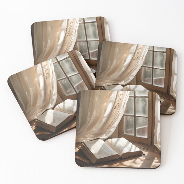 Item preview, Sunlit Open Book by Window – Light Academia Art Print designed and sold by semenol.