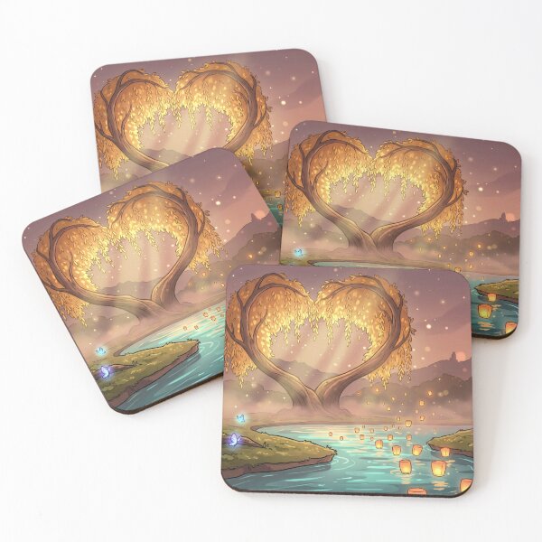 Item preview, A Golden Love Tree by the Lake with Glowing Paper Lanterns designed and sold by Anvc-Art.