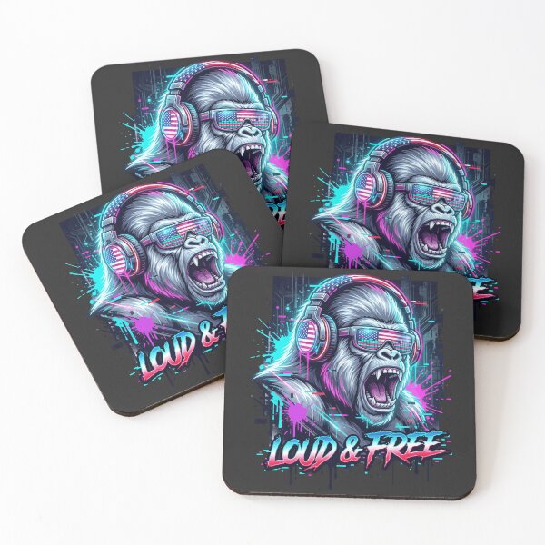 Item preview, Loud & Free - Neon Cyberpunk Gorilla designed and sold by DigitalGlade.