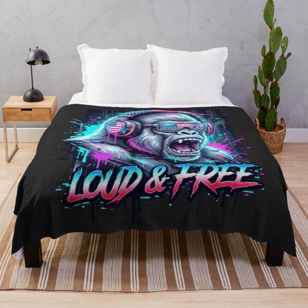 Item preview, Loud & Free - Neon Cyberpunk Gorilla designed and sold by DigitalGlade.