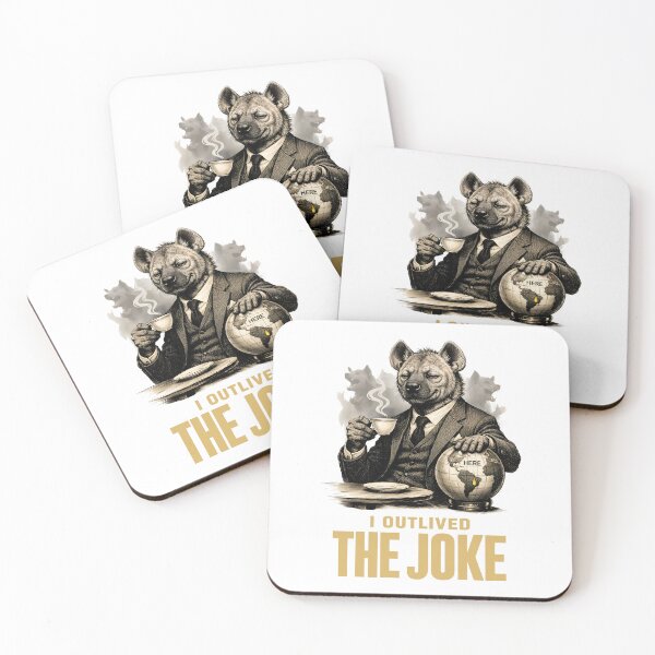 Item preview, I Outlived the Joke Vintage Hyena Suit Aesthetic - Stoic Wisdom Resilience Quote - Whisper the Hyena Hand Drawn Crosshatch Illustration - Success and Silence Motivational Art designed and sold by Vivaan Studio.