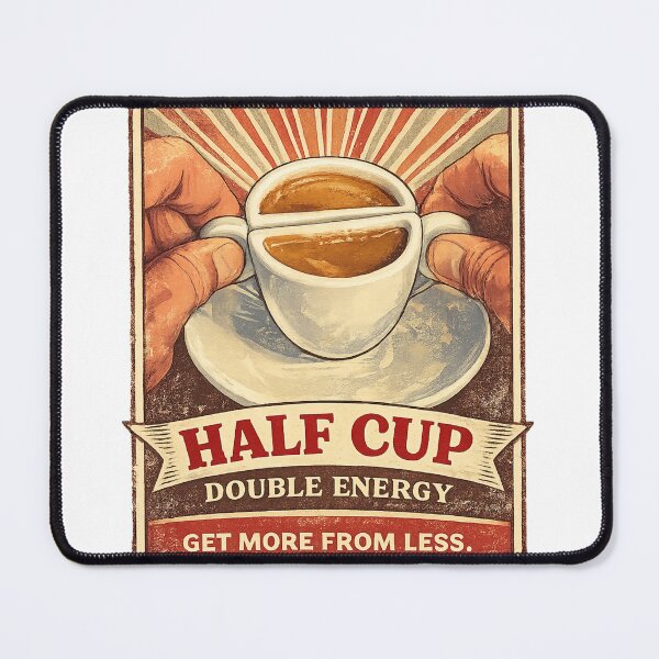 Item preview, Half Cup Double Energy Shirt – Vintage Coffee Lover Motivational Tee designed and sold by GaliciaCity.