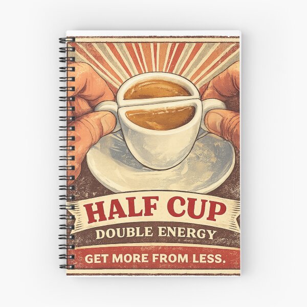 Item preview, Half Cup Double Energy Shirt – Vintage Coffee Lover Motivational Tee designed and sold by GaliciaCity.