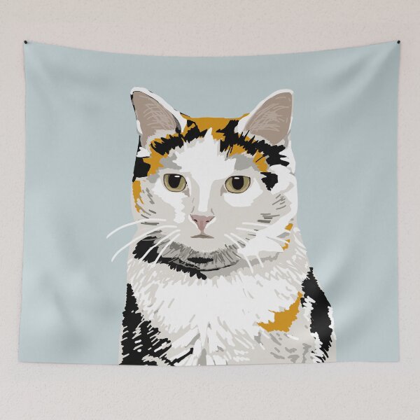 Item preview, Pensive calico tortoiseshell cat portrait designed and sold by helengarvey.