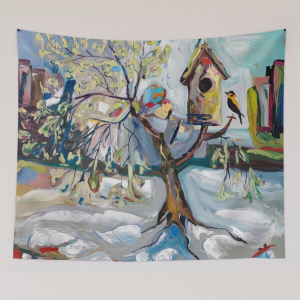 Item preview, The birds have arrived,oil painting. designed and sold by elegantpaterns.