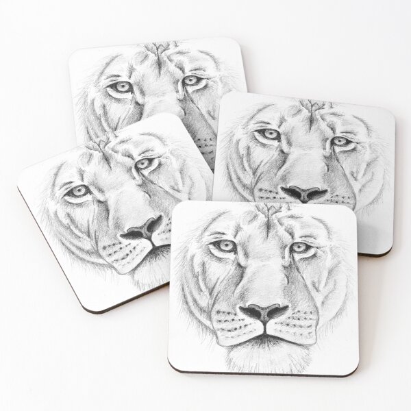 Item preview, Lion Face Pencil Drawing – Graphite Wildlife Portrait designed and sold by AVH-Designs.
