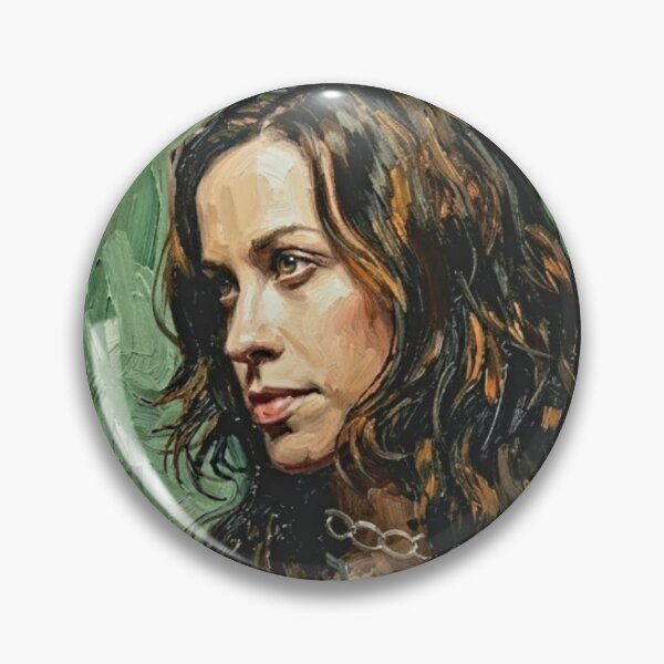Artikelvorschau, Alternative Ikone – Ausdrucksstarkes Ölporträt von Alanis Morissette entworfen und verkauft von Art's Diner.