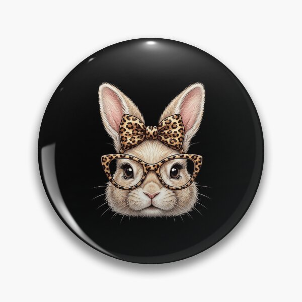 Artikelvorschau, Niedliches Häschen mit Leopardenbrille und Schleife – bezaubernde Osterhasen-Grafik entworfen und verkauft von NovaCraft30.