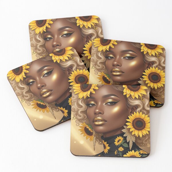 Item preview, Black Woman in Sunflowers designed and sold by Faelightstudio.