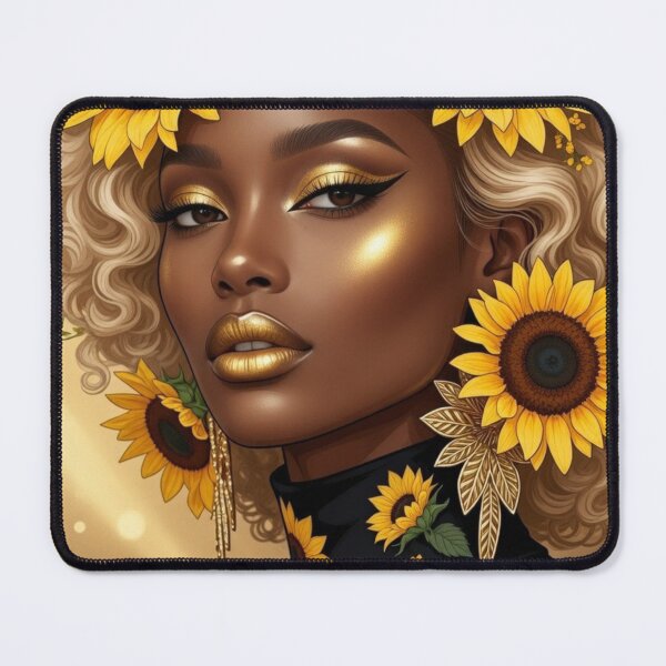 Item preview, Black Woman in Sunflowers designed and sold by Faelightstudio.
