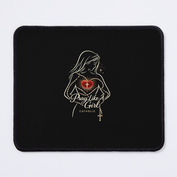 Item preview, Pray Like A Girl Catholic Shirt – Feminine Faith Rosary Sacred Heart Christian T-Shirt for Women designed and sold by VibeOffline Studio.