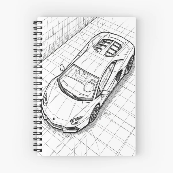 Lamborghini Aventador Blueprint Sketch Poster Supercar Technical