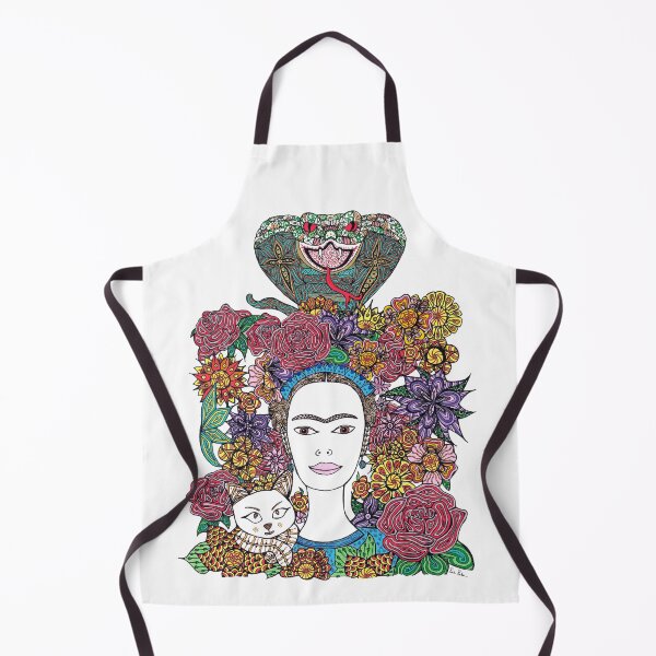 Item preview, Frida Kahlo with snake and cat and flowers designed and sold by PrettyCityKitty.