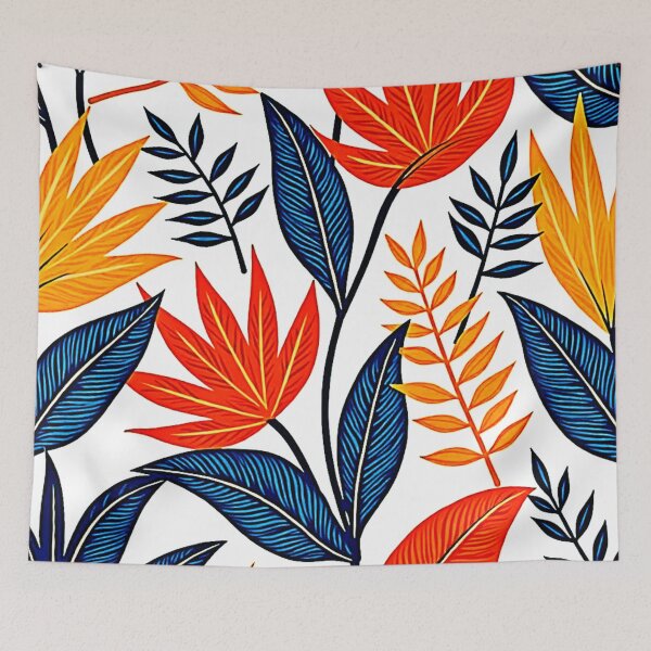 Item preview, Vibrant Tropical Botanical Pattern with Bold Exotic Leaves designed and sold by Health And Fitness Posts e-Store.
