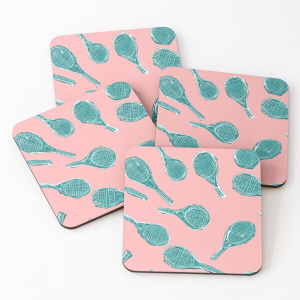 Item preview, Sketchy Tennis Rackets pattern teal on pink designed and sold by Suburbansketcher.