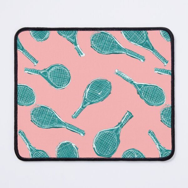 Item preview, Sketchy Tennis Rackets pattern teal on pink designed and sold by Suburbansketcher.