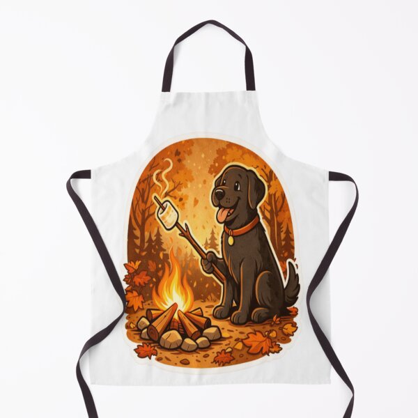 Item preview, Black Labrador Roasting Marshmallow Autumn | Fall Camping Dog Art | Black Lab Gift designed and sold by PawPrintCustom.