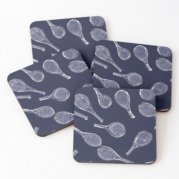 Item preview, Sketchy Tennis Rackets pattern navy on navy designed and sold by Suburbansketcher.