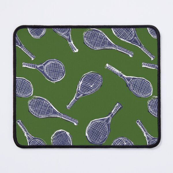 Item preview, Sketchy Tennis Rackets pattern navy on green designed and sold by Suburbansketcher.