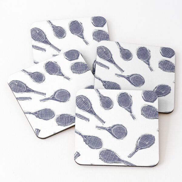 Item preview, Sketchy Tennis Rackets pattern navy on white designed and sold by Suburbansketcher.