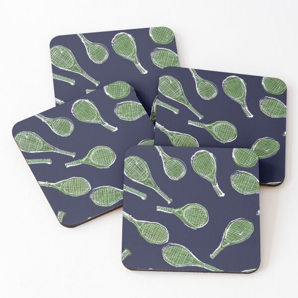 Item preview, Sketchy Tennis Rackets pattern navy and green designed and sold by Suburbansketcher.