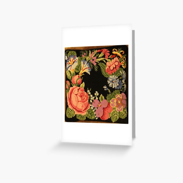 Needlepointed Flowers Greeting Card
