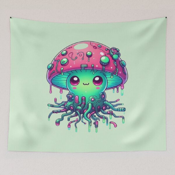 Item preview, Cute Glowing Baby Biomechanical Mushroom designed and sold by FooryFootPrint.
