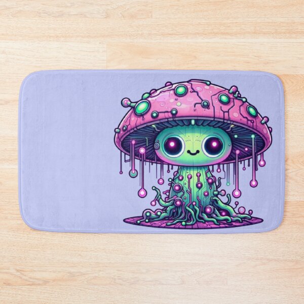 Item preview, Cute Wide-Eyed Biomechanincal Neon Mushroom Oozing Love  designed and sold by FooryFootPrint.