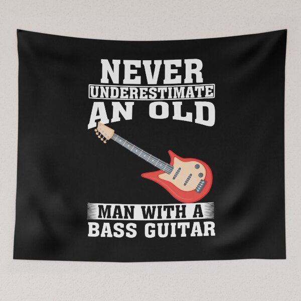 Item preview, Never Underestimate an Old Man with A Bass Guitar designed and sold by CosmoKitsch.