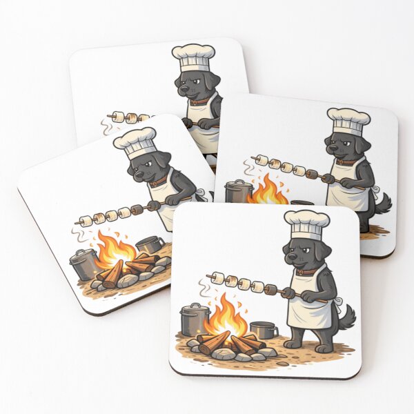 Item preview, Black Labrador Chef Roasting Marshmallow | Funny Camping Dog Cook | Lab Campfire Art designed and sold by PawPrintCustom.