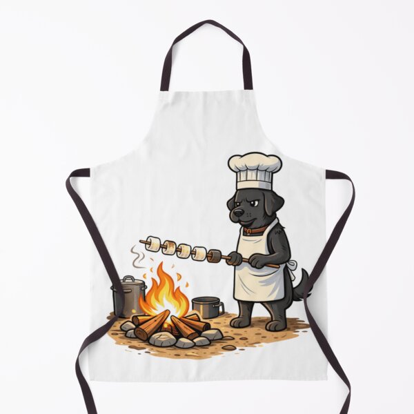 Item preview, Black Labrador Chef Roasting Marshmallow | Funny Camping Dog Cook | Lab Campfire Art designed and sold by PawPrintCustom.